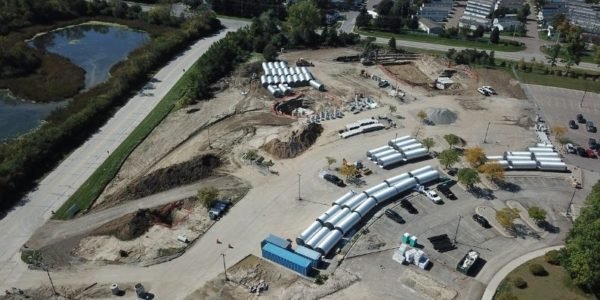 Plymouth Township aerial shot of construction project
